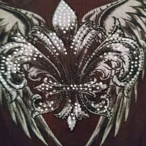 Vocal Brown and Cream Fleur-de-Lis Top